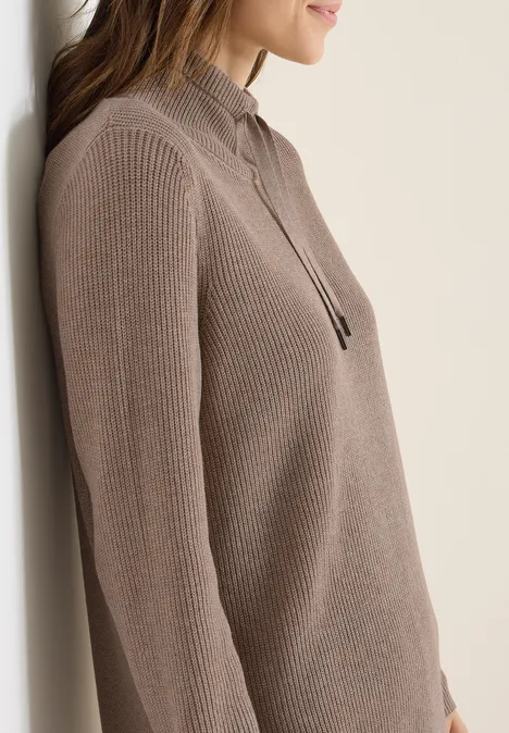 Cosy geribde jurk taupe melange Cosy geribde jurk taupe melange