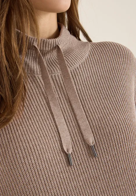 Cosy geribde jurk taupe melange Cosy geribde jurk taupe melange