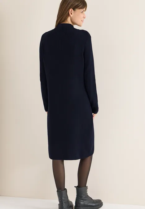 Cosy geribde jurk urban dark blue Cosy geribde jurk urban dark blue