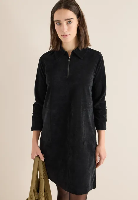 Cordkleid mit Zipper Black Cordkleid mit Zipper Black