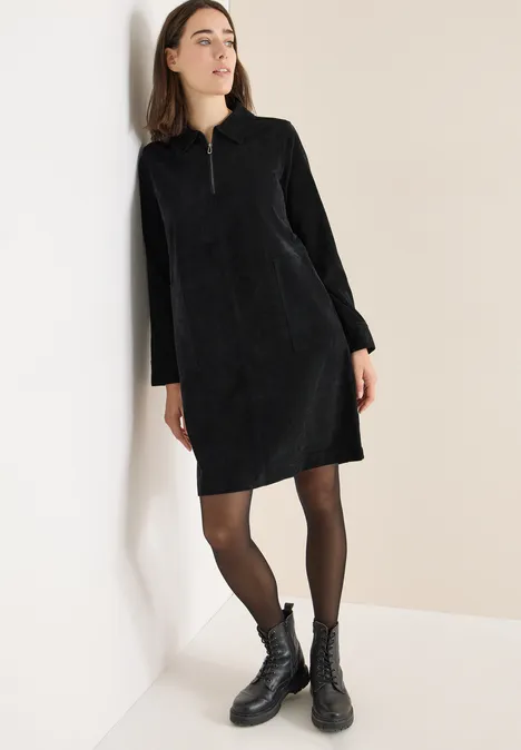 Cordkleid mit Zipper Black Cordkleid mit Zipper Black