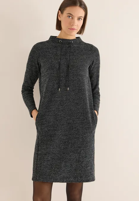 Peper en zout look jurk Black