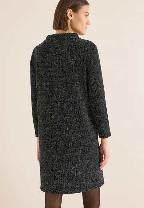 Peper en zout look jurk Black