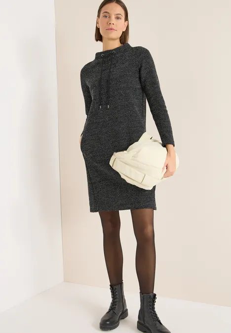 Peper en zout look jurk Black