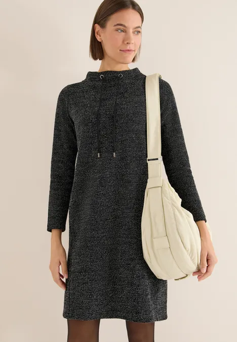Peper en zout look jurk Black