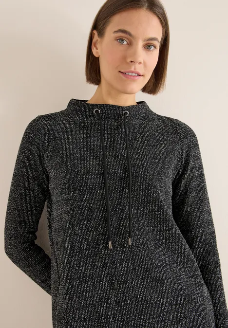 Peper en zout look jurk Black