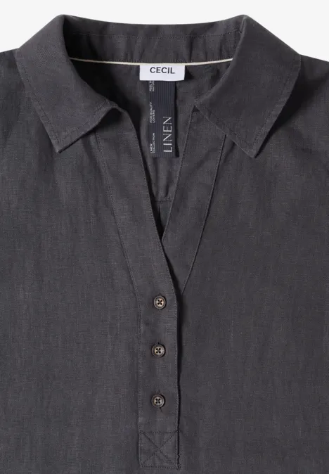 Dunkelgraues Hemd mit Kragen, Knopfleiste und leicht texturierter Optik, Marke CECIL.