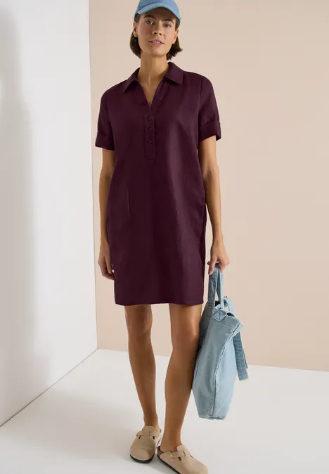 Knielanges Kleid aus Leinen rich burgundy