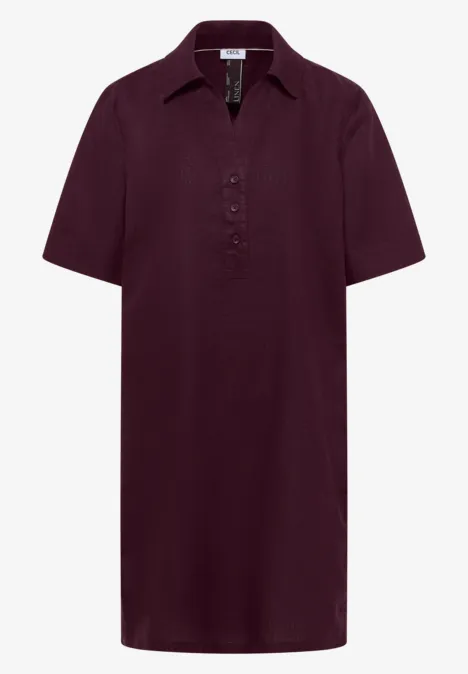 Knielanges Kleid aus Leinen rich burgundy