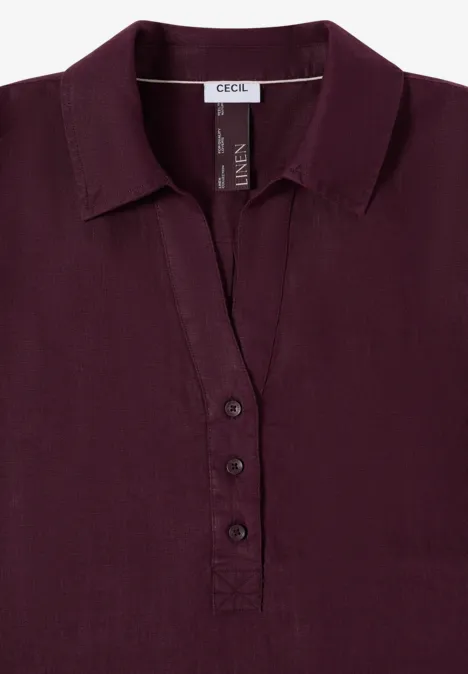 Knielanges Kleid aus Leinen rich burgundy