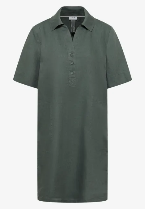 Knielanges Kleid aus Leinen just khaki