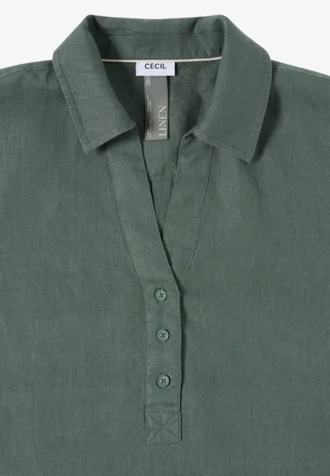 Knielanges Kleid aus Leinen just khaki