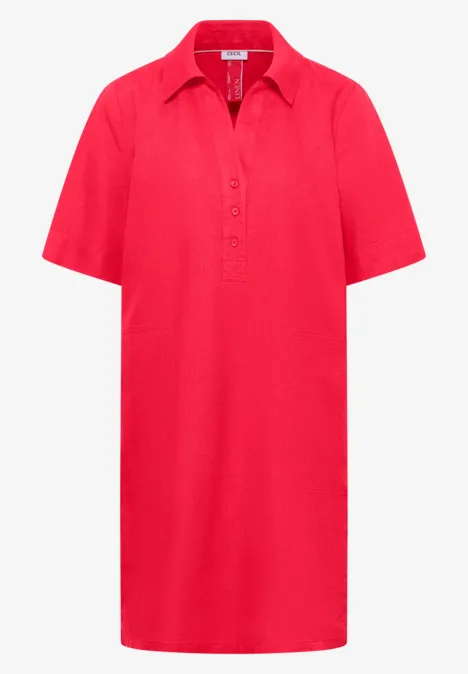 Knielanges Kleid aus Leinen fresh red