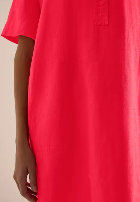 Knielanges Kleid aus Leinen fresh red