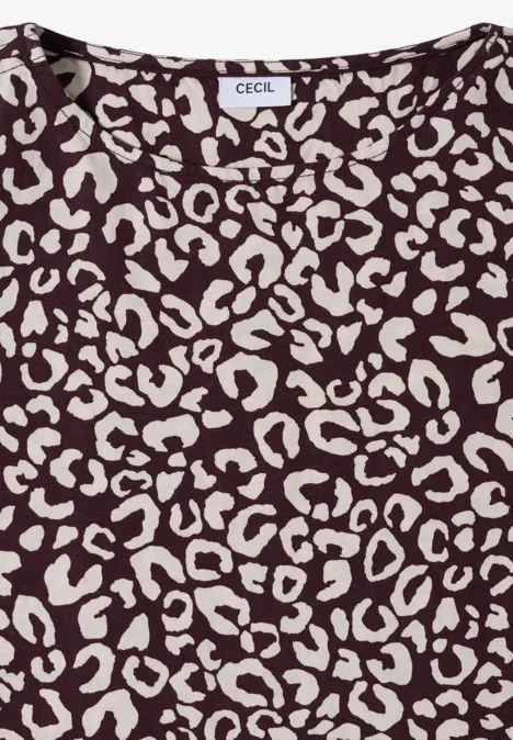 Damen-T-Shirt mit braun-beigem Leomuster