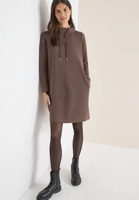 Jurk in effen kleur urban taupe