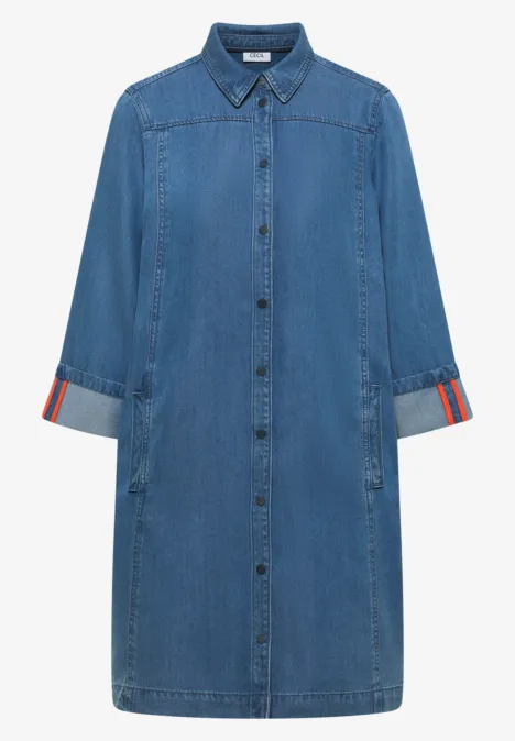 Denim-look jurk mid blue wash