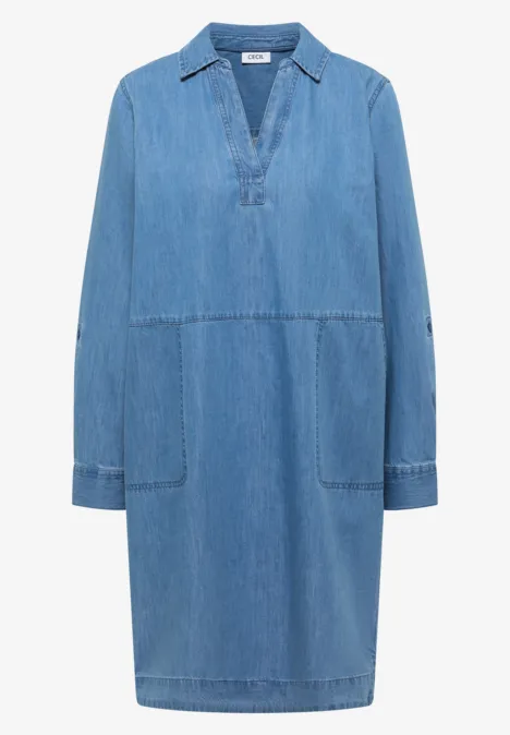 Robe à longueur de genou en look denim mid blue wash