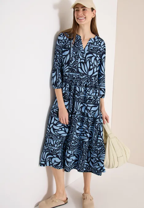 Midi-jurk met patchworkprint universal blue