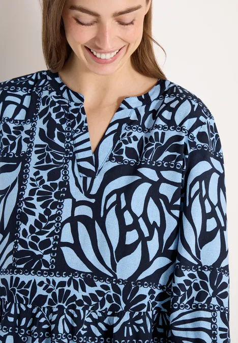 Midi-jurk met patchworkprint universal blue