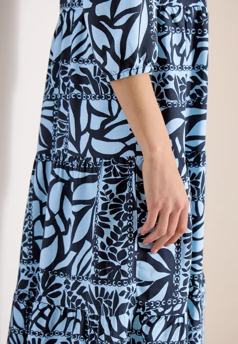 Midi-jurk met patchworkprint universal blue