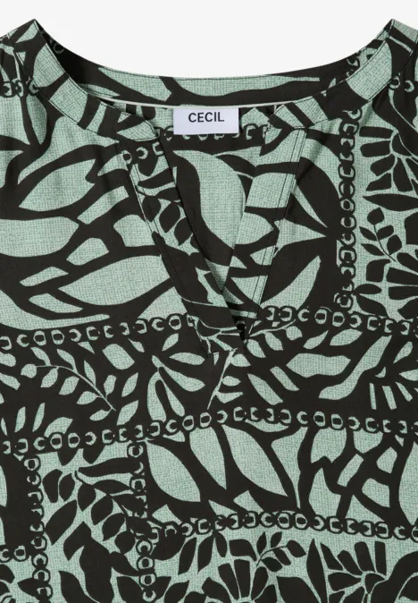 Midi-jurk met patchworkprint raw khaki