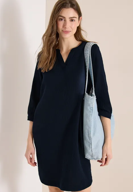Knielanges Kleid in Musselin-Qualität universal blue