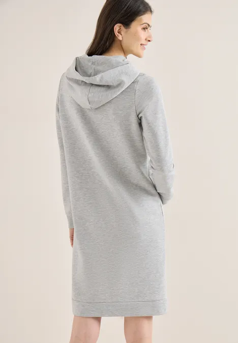 Knielange hoodiejurk milky grey melange