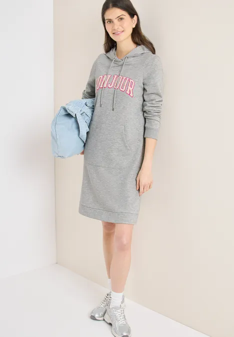 Knielange hoodiejurk milky grey melange