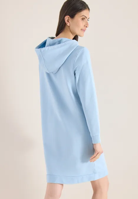 Knielanges Kleid mit Kapuze fresh water blue