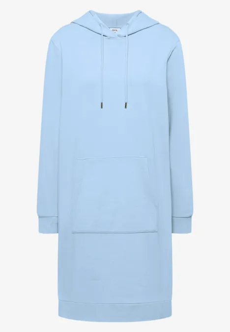 Knielange jurk met capuchon fresh water blue