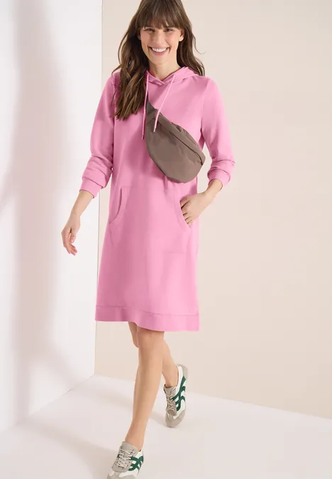 Knielanges Kleid mit Kapuze flamingo rose