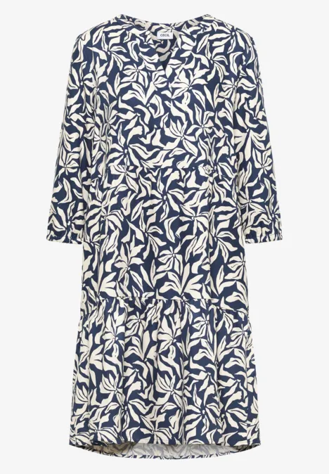 Knielange jurk met volants sporty denim blue Knielange jurk met volants sporty denim blue