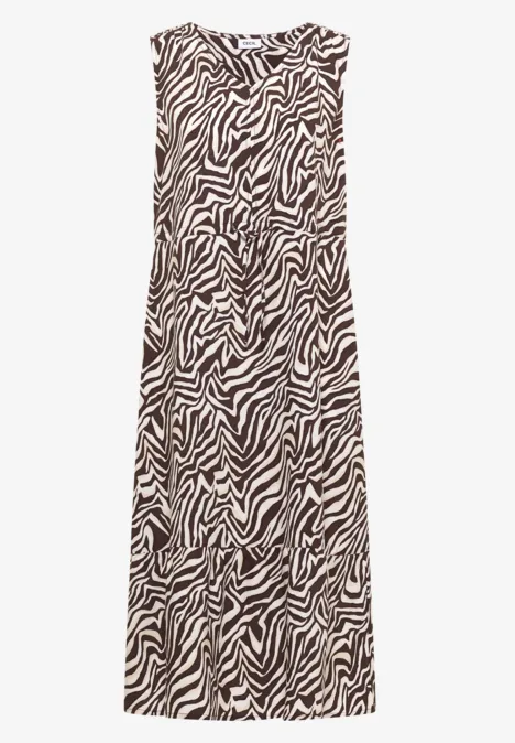 Ärmelloses Maxikleid mit braun-weißer Zebra-Optik