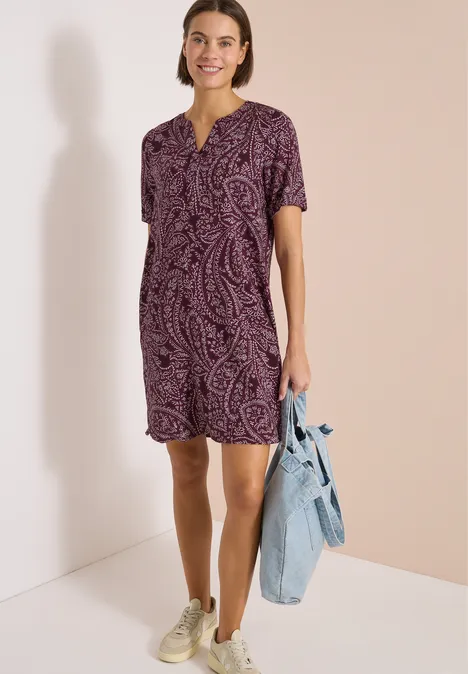 Knielanges Kleid mit Paisleymuster sweet grape red