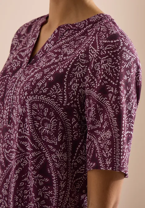 Knielanges Kleid mit Paisleymuster sweet grape red