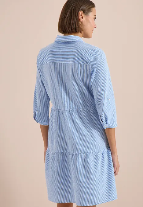 Knielanges Kleid in Seersuckerqualität blouse blue