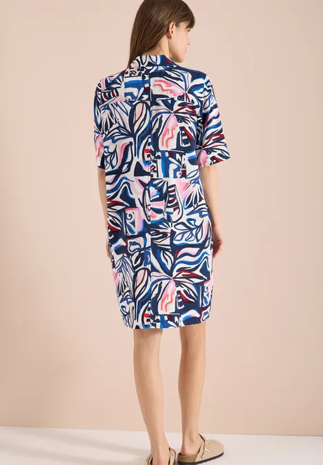 Knielanges Kleid mit grafischem Muster universal blue