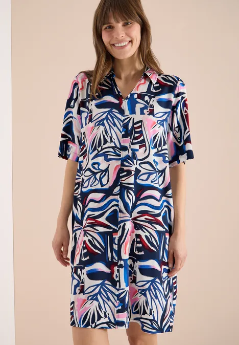 Knielanges Kleid mit grafischem Muster universal blue