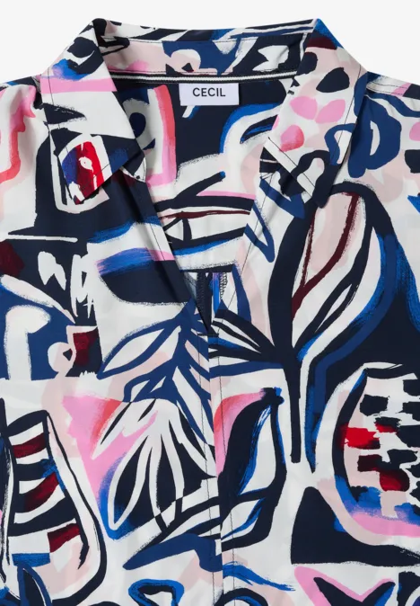 Knielanges Kleid mit grafischem Muster universal blue