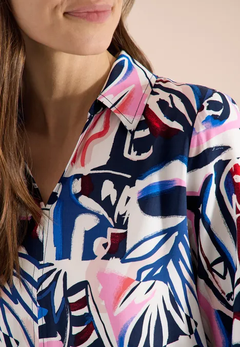 Knielanges Kleid mit grafischem Muster universal blue