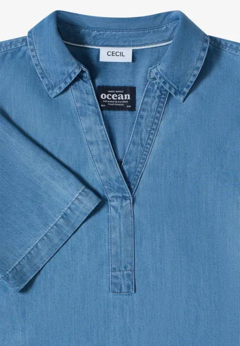 Knielange jurk in denimlook mid blue wash Knielange jurk in denimlook mid blue wash