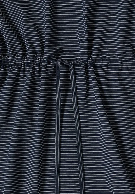 Knielanges Kleid aus Jersey universal blue Dunkelgraues, fein gestreiftes Oberteil mit Tunnelzug in der Taille.