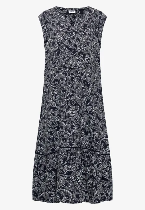 Midikleid mit Split Neck und Print universal blue Ärmelloses, bodenlanges Kleid in Dunkelblau mit weißem Paisley-Print.