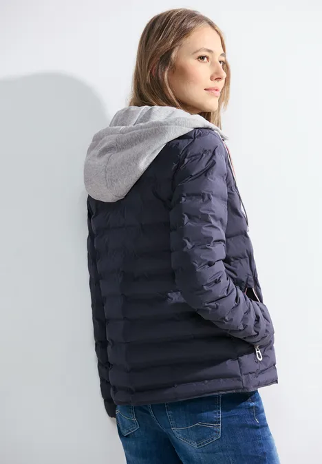 Gewatteerd jasje met capuchon deep blue