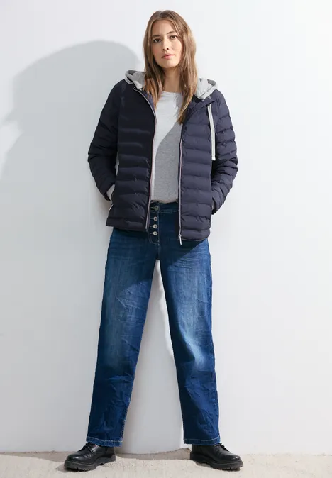 Gewatteerd jasje met capuchon deep blue