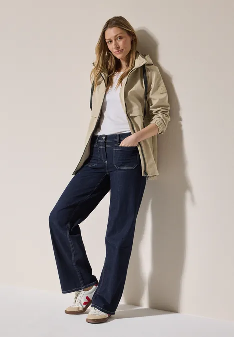 Korte trenchcoat creamy almond beige