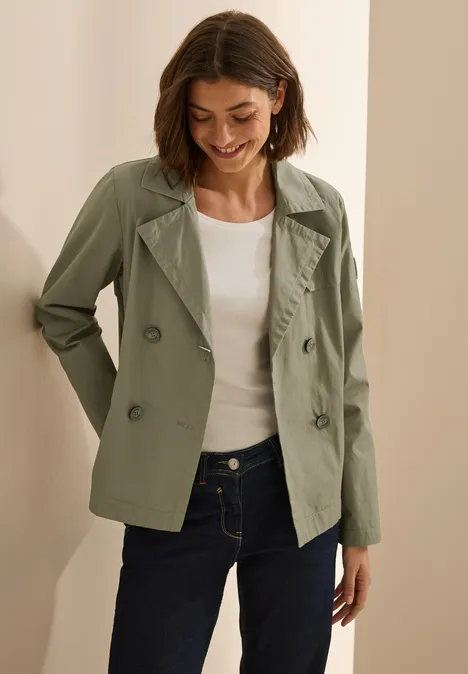 Kurze Trenchcoat smooth khaki