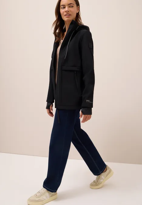Midi Softshell Jacke Black