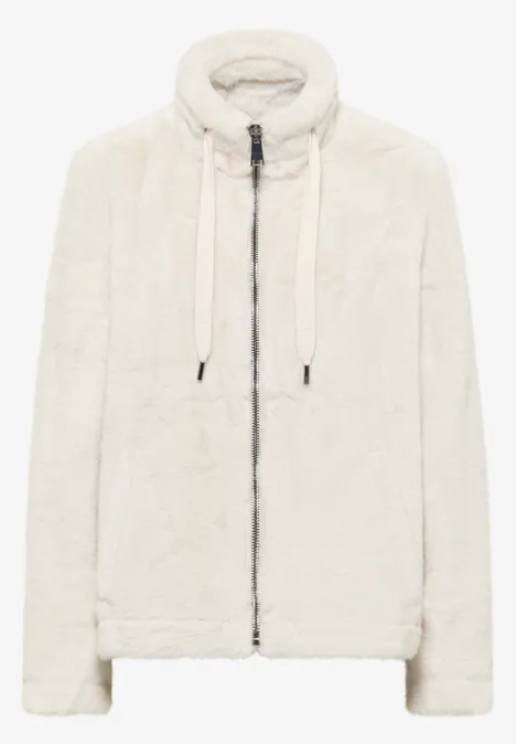 Veste courte en imitation fourrure vanilla white